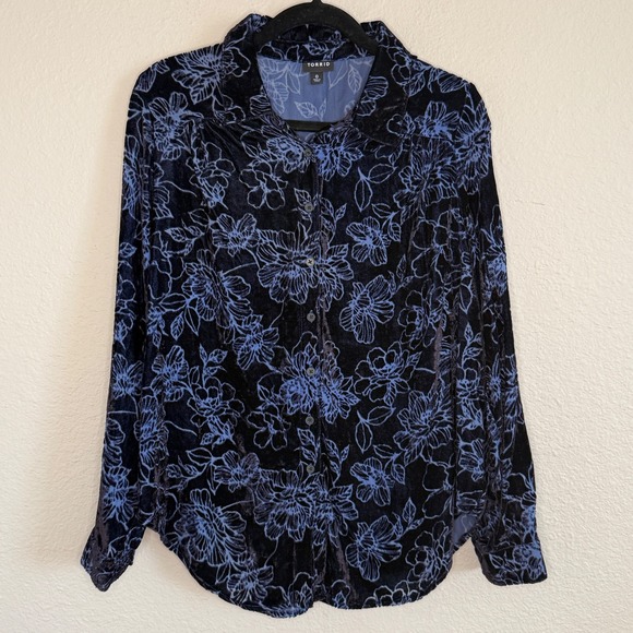 torrid Tops - Torrid 0 Large Velvet Burnout Dark‎ Floral Whimsigoth Career Dark Romantic Goth
